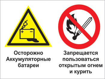 Кз 33 осторожно - аккумуляторные батареи. запрещается пользоваться открытым огнем и курить. (пленка, 400х300 мм) - Знаки безопасности - Комбинированные знаки безопасности - Магазин охраны труда ohranatruda-shop.ru